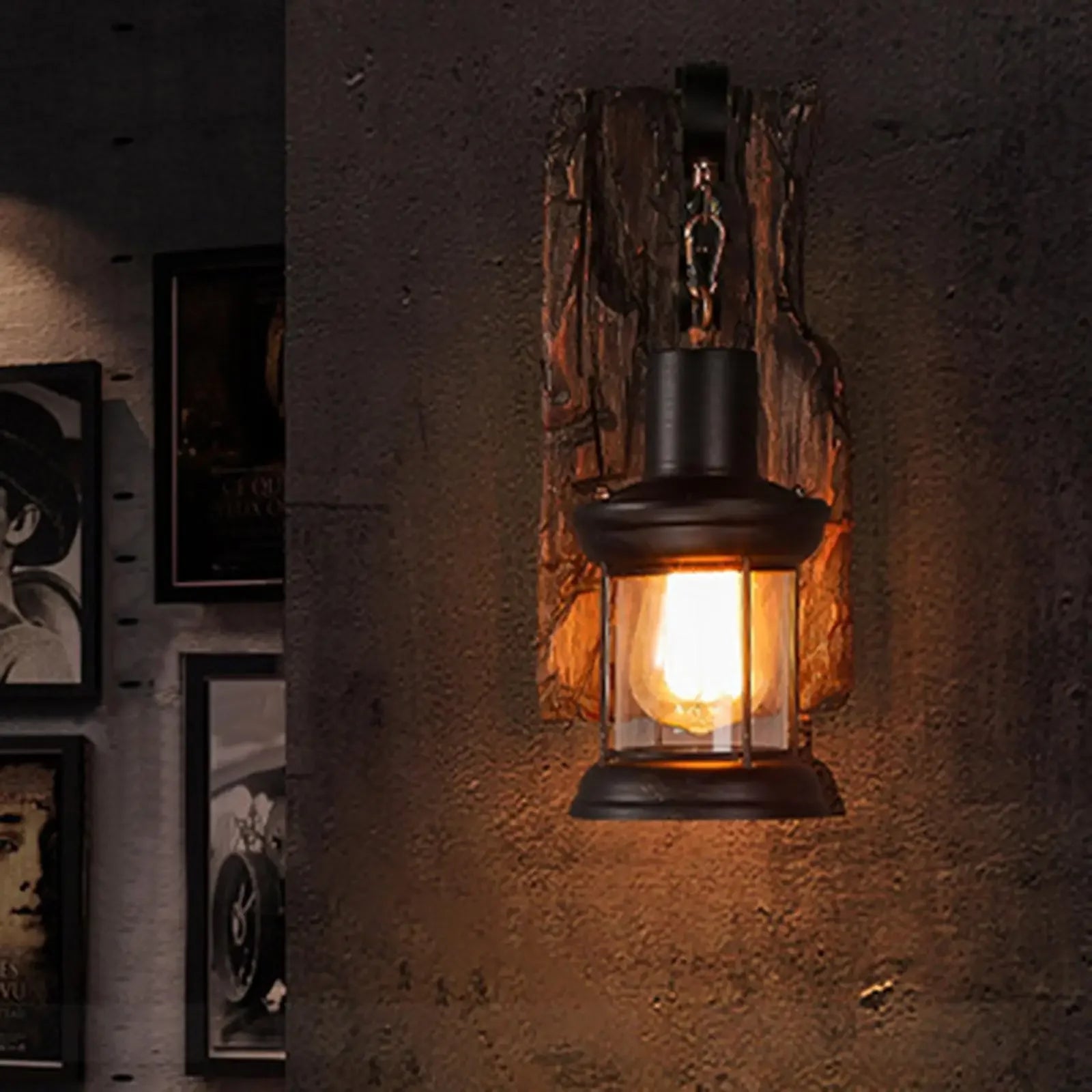 Premium Rustic Industrial Wall Sconce – Vintage Wood & Iron Lamp