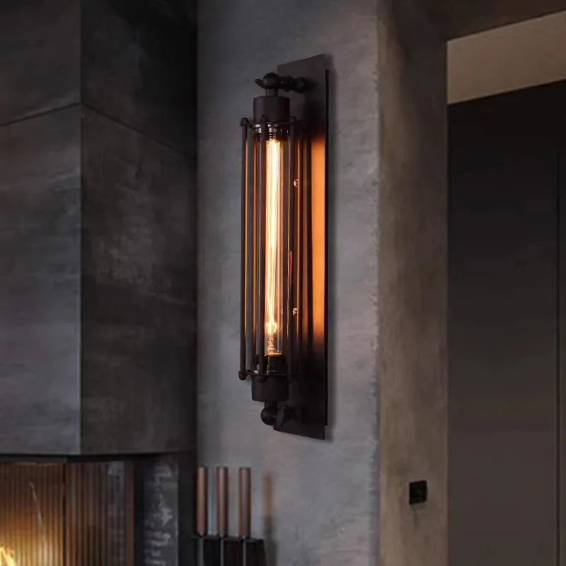 Retro Industrial Iron Wall Light – Loft & Bedroom LED Wall Lamp