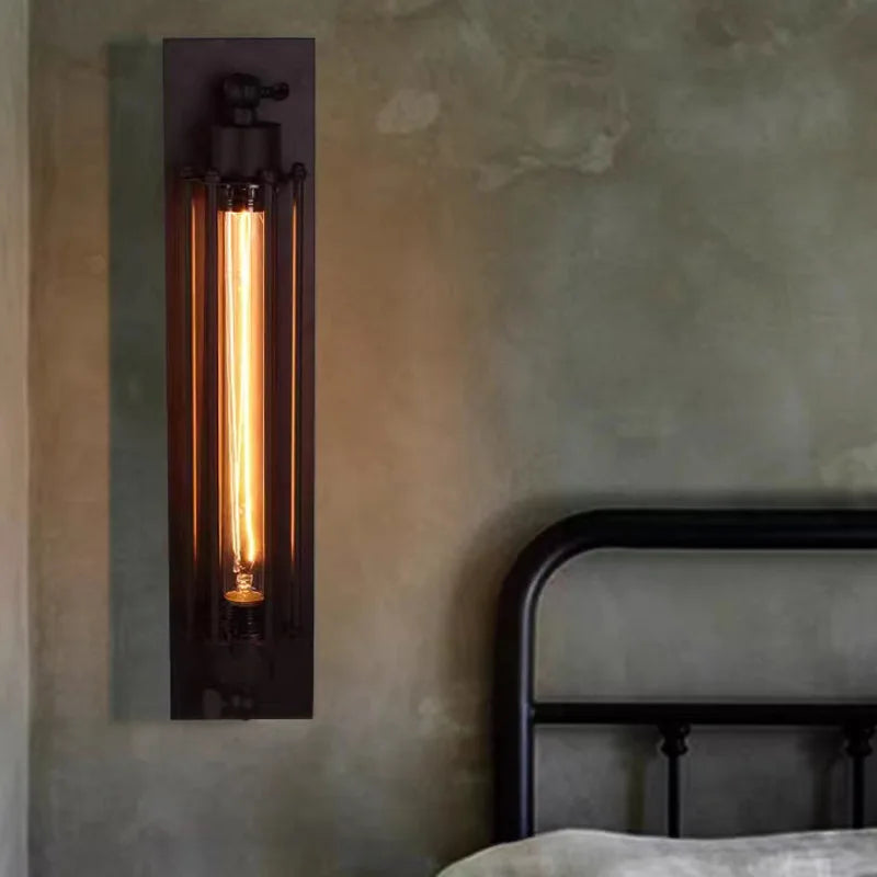 Retro Industrial Iron Wall Light – Loft & Bedroom LED Wall Lamp