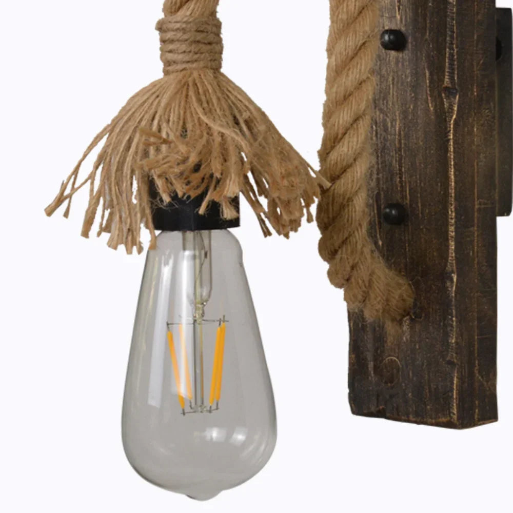 Industrial Vintage Wall Sconce – Rustic Wood & Metal Black Wall Lamp