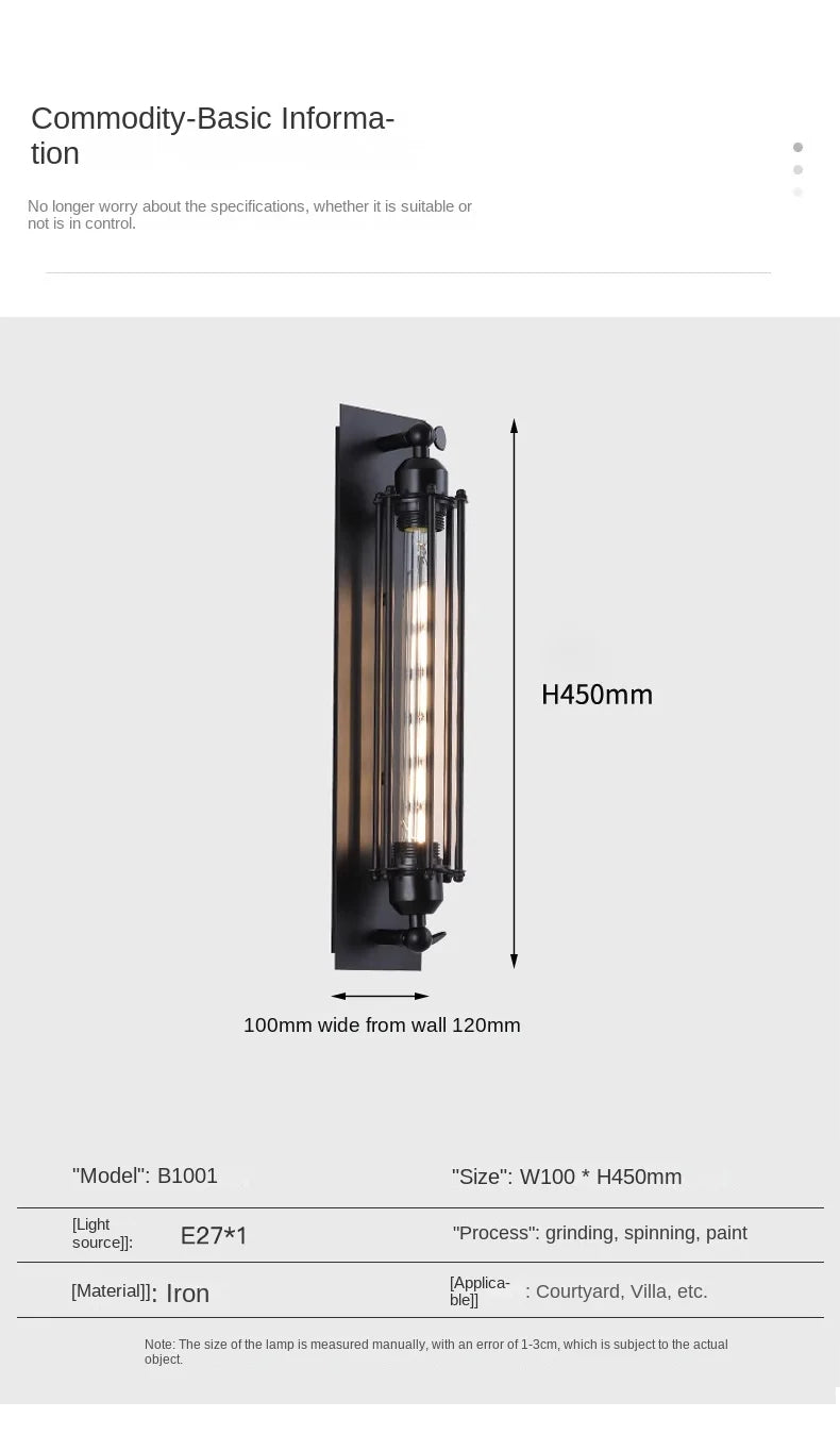 Retro Industrial Iron Wall Light – Loft & Bedroom LED Wall Lamp