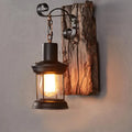 Premium Rustic Industrial Wall Sconce – Vintage Wood & Iron Lamp