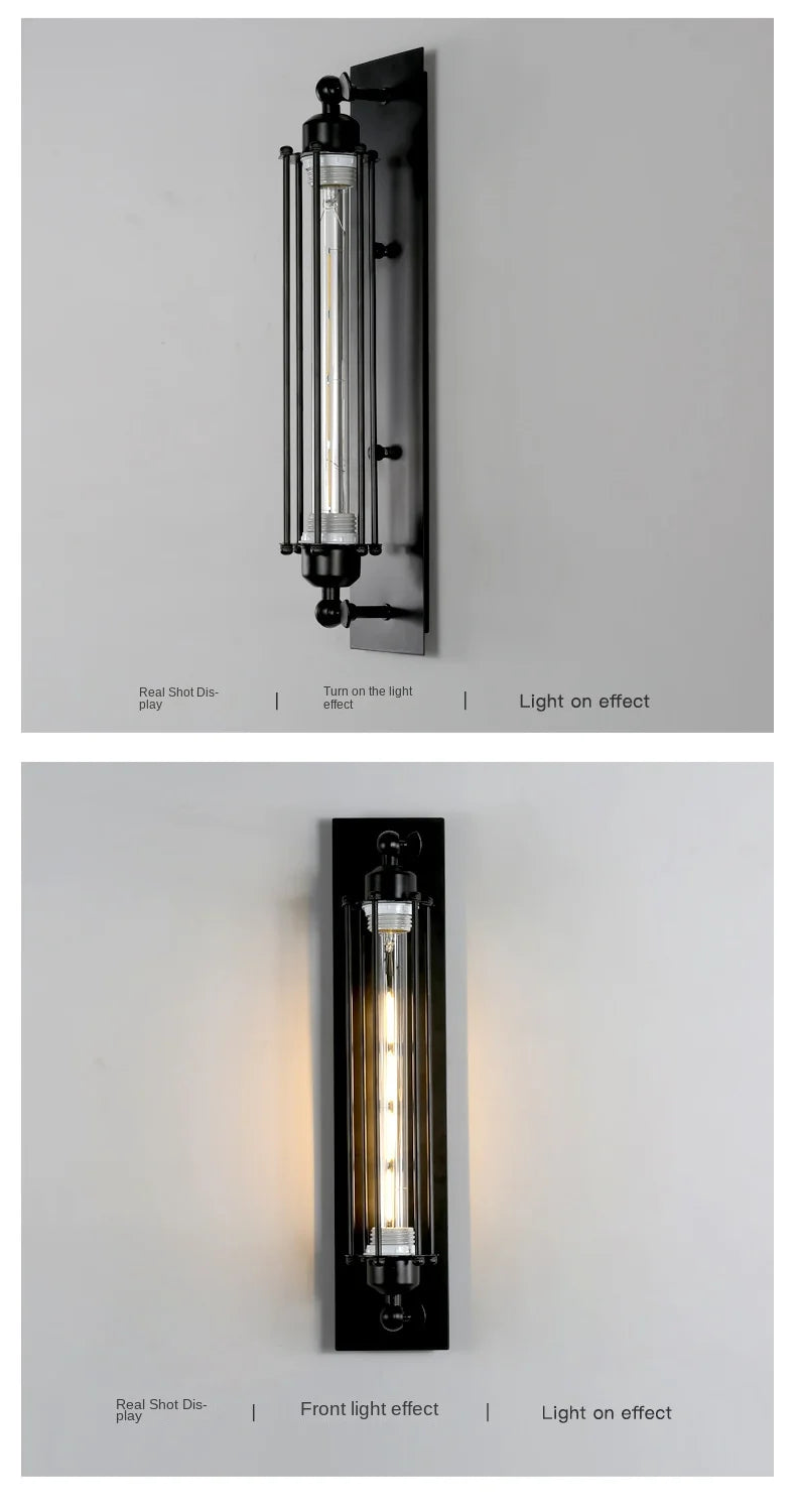 Retro Industrial Iron Wall Light – Loft & Bedroom LED Wall Lamp